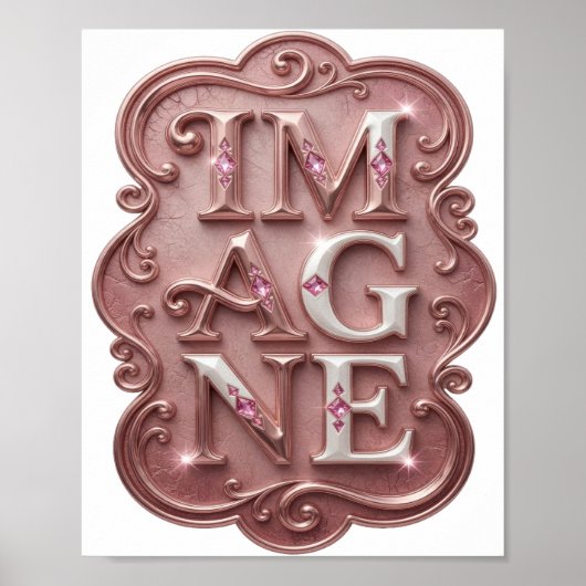 Snappy Pink IMAGINE Text Design Poster (Vorne)
