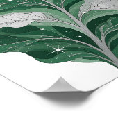 Snappy Silber GREEN LEAF WITH STARS Design Poster (Ecke)