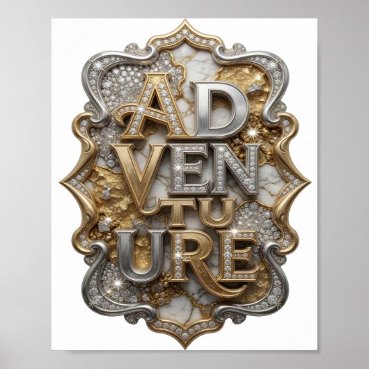 Snappy Silver Abenteuer Textdesign Poster (Vorne)
