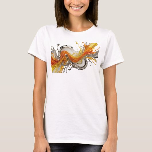 Snappy Silver ABSTRACT ART Statement T-Shirt (Vorderseite)