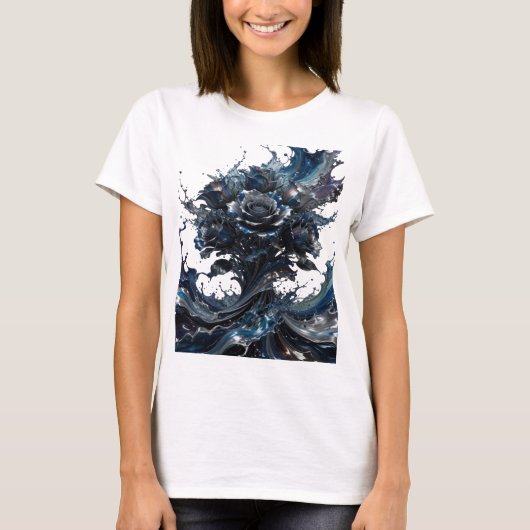 Snappy Silver ABSTRACT ART Statement T-Shirt (Vorderseite)