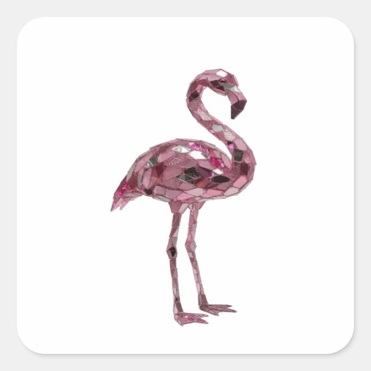 Snappy Silver FLAMINGO-Aufkleber Design Quadratischer Aufkleber (Vorderseite)