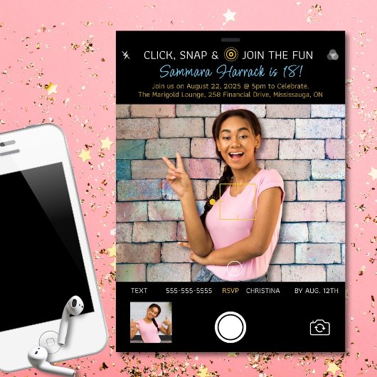 Snapshot Birthday Foto Einladung