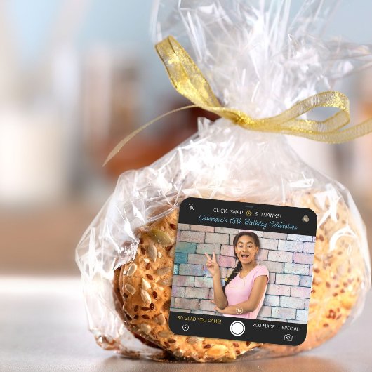 Snapshot Birthday Foto Vielen Dank Quadratischer Aufkleber