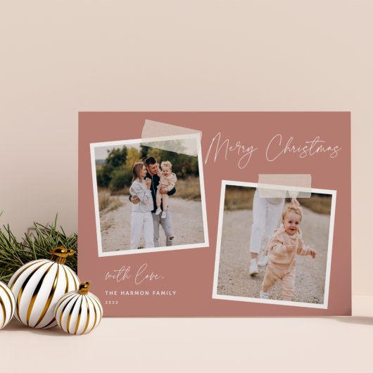 Snapshot | Frohe Weihnachten Zwei-Foto-Weihnachtsk