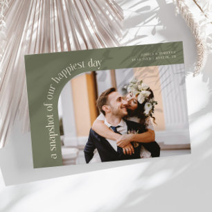 Snapshot Glücklichster Tag Salbeigrüne Hochzeitsfo Dankeskarte