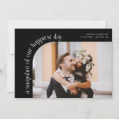 Snapshot Happiest Day Black Wedding Photo Dankeskarte (Vorderseite)