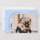 Snapshot Happiest Day Icy Blue Wedding Photo Dankeskarte (Vorderseite)