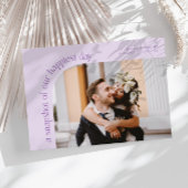 Snapshot Happiest Day Lilac Wedding Photo Dankeskarte