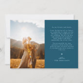 Snapshot Happiest Day Teal Wedding Photo Dankeskarte (Rückseite)
