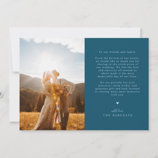 Snapshot Happiest Day Teal Wedding Photo Dankeskarte (Rückseite)