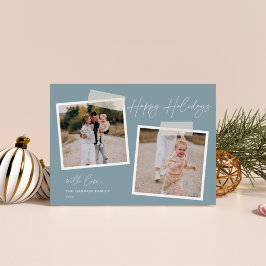 Snapshot | Happy Holidays Two Foto Holiday Card Feiertagskarte