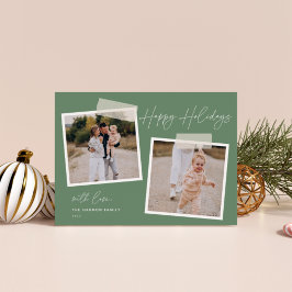 Snapshot | Happy Holidays Two Foto Holiday Card Feiertagskarte