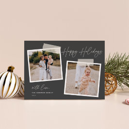 Snapshot | Happy Holidays Two Foto Holiday Card Feiertagskarte