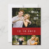 Snapshots Hochzeitsszenarien in Red Save the Date  (Vorderseite)