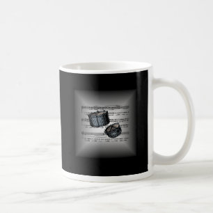Snare Drum ~ 3-D Sheet Music ~ Silver & Black Back Kaffeetasse