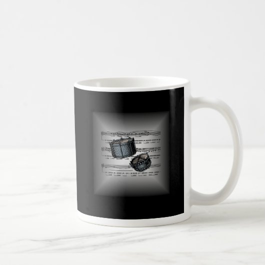 Snare Drum ~ 3-D Sheet Music ~ Silver & Black Back Kaffeetasse (Rechts)