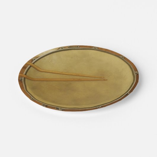 Snare Drum mit Sticks Pappteller (Schrägansicht)