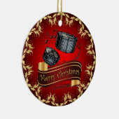 Snare Drums ~ Musical Scroll ~ Frohe Weihnachten ~ Keramik Ornament (Rechts)