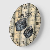 Snare Drums ~ Vintage Noten ~ Einzigartig Große Wanduhr (Winkel)