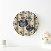 Snare Drums ~ Vintage Noten ~ Einzigartig Große Wanduhr (Zuhause)