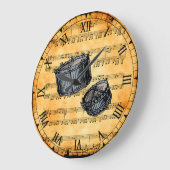 Snare Drums ~ Vintage Noten Hintergrund ~ Große Wanduhr (Winkel)