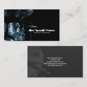 Snare und Tom Blue Drummer Business Card Visitenkarte (Vorne/Hinten)