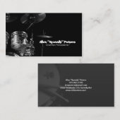 Snare und Tom Gray Drummer Business Card Visitenkarte (Vorne/Hinten)