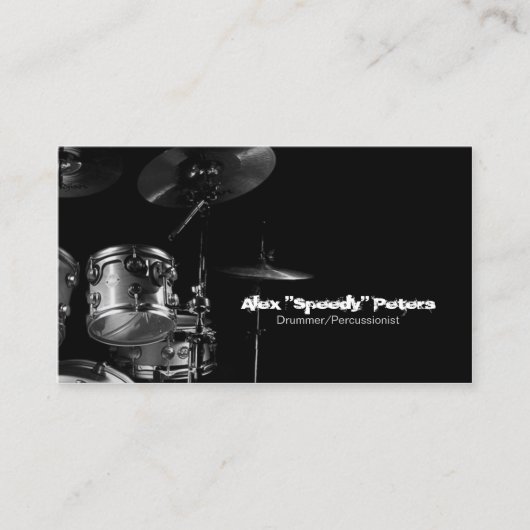 Snare und Tom Gray Drummer Business Card Visitenkarte (Vorderseite)