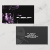 Snare und Tom Lila Drummer Business Card Visitenkarte (Vorne/Hinten)