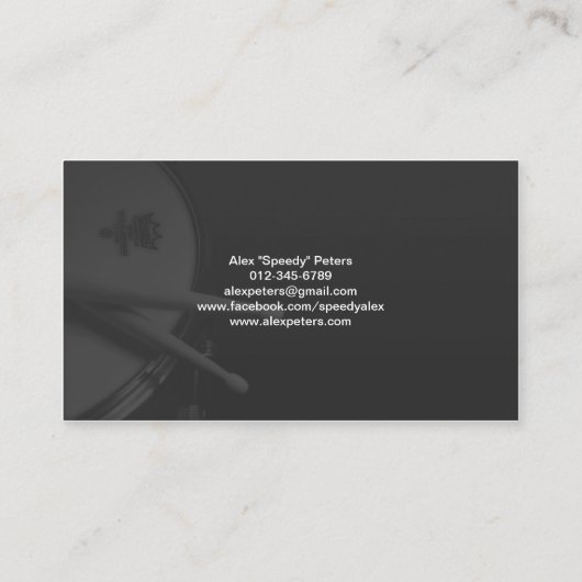 Snare und Tom Red Drummer Business Card Visitenkarte (Rückseite)