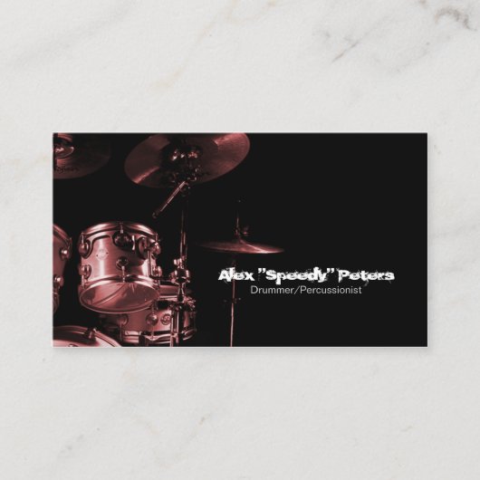 Snare und Tom Red Drummer Business Card Visitenkarte (Vorderseite)