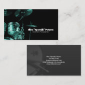 Snare und Tom Turquoise Drummer Business Card Visitenkarte (Vorne/Hinten)