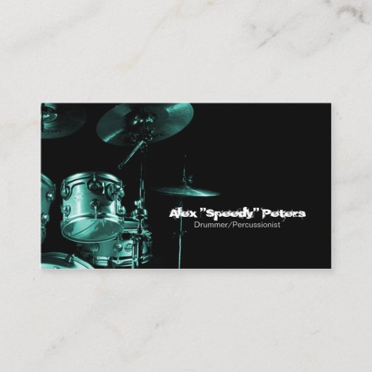 Snare und Tom Turquoise Drummer Business Card Visitenkarte (Vorderseite)