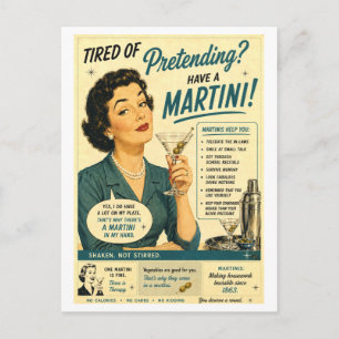 Snarkige Vintage-Martini-Werbung Postkarte