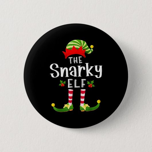 Snarky Christmas Elf Matching Pajama X-mas Party Button (Vorderseite)