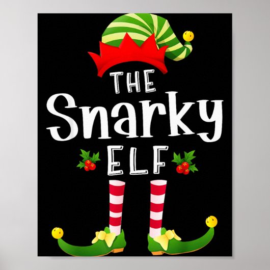 Snarky Christmas Elf Matching Pajama X-mas Party Poster (Vorne)