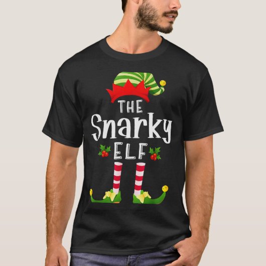 Snarky Christmas Elf Matching Pajama X-mas Party T-Shirt (Vorderseite)
