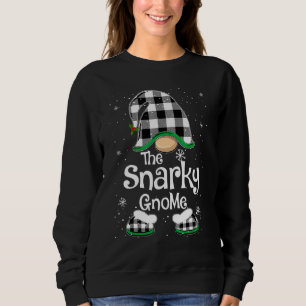 Snarky Gnome Buffalo Karo Gitter Passende Familien Sweatshirt
