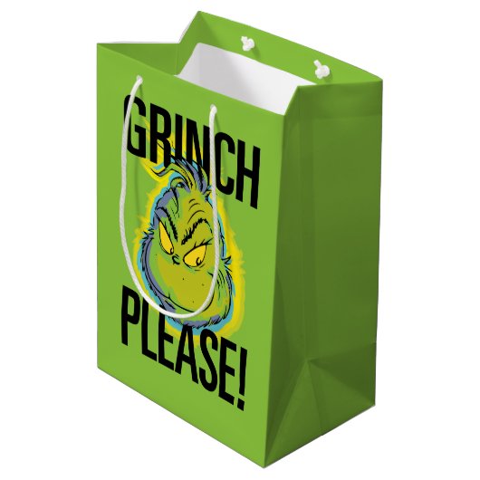 Snarky Grinch | Funny Grinch Bitte Mittlere Geschenktüte (Rückseite Schrägansicht)