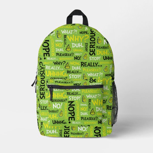 Snarky Grinch | Grinch Snarky Phrase Pattern Bedruckter Rucksack (Vorderseite)