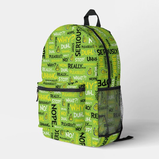Snarky Grinch | Grinch Snarky Phrase Pattern Bedruckter Rucksack (Rückseitige Ecke Rechts)
