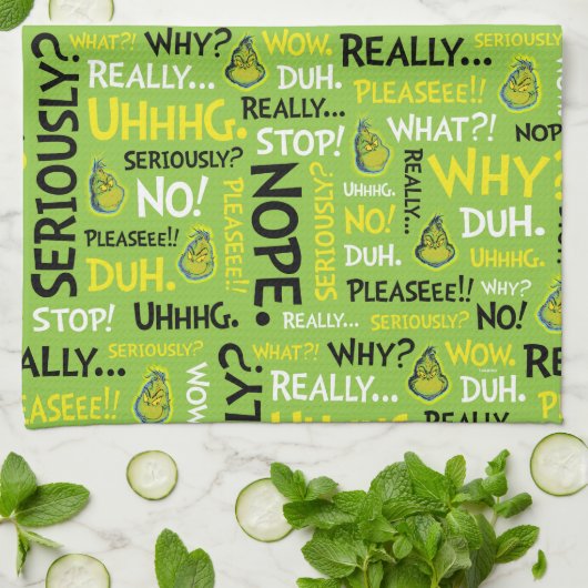Snarky Grinch | Grinch Snarky Phrase Pattern Geschirrtuch (Gefaltet)