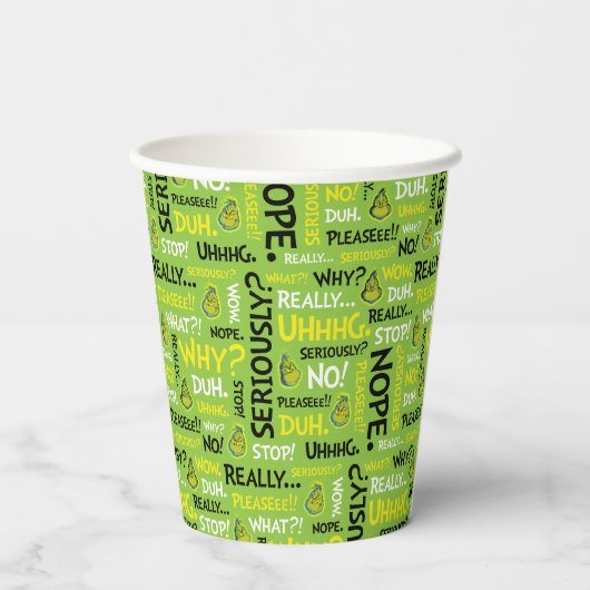 Snarky Grinch | Grinch Snarky Phrase Pattern Pappbecher (Rückseite)