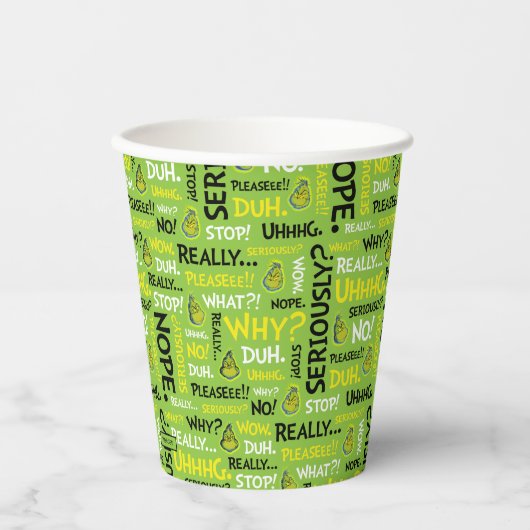 Snarky Grinch | Grinch Snarky Phrase Pattern Pappbecher (Vorderseite)