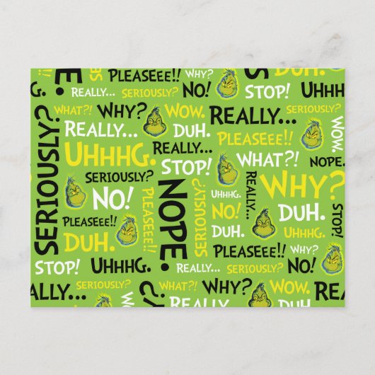 Snarky Grinch | Grinch Snarky Phrase Pattern Postkarte (Vorderseite)