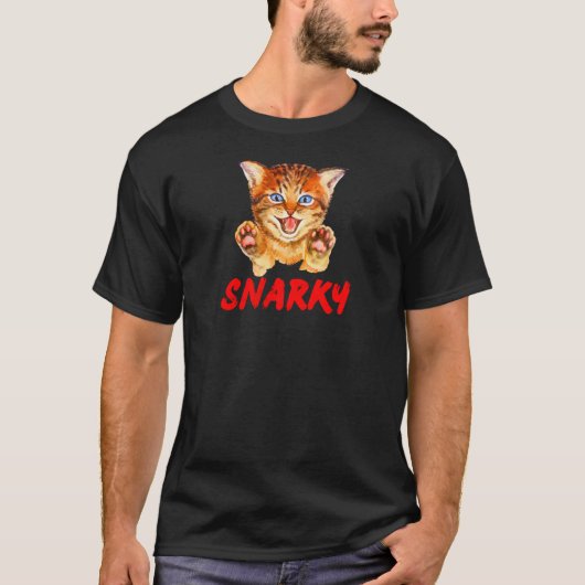 Snarky Hissing Cat Beware T-Shirt (Vorderseite)
