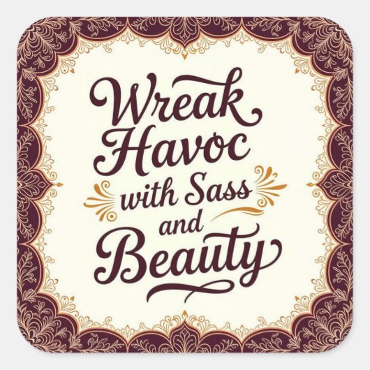Snarky Wreak Havoc with Sass and Beauty Sticker (Vorderseite)