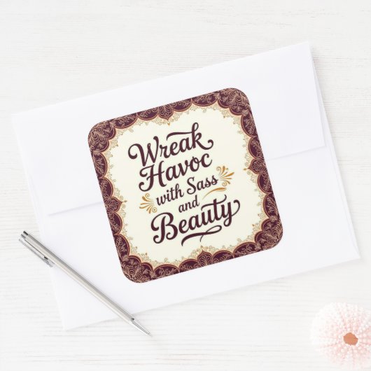 Snarky Wreak Havoc with Sass and Beauty Sticker (Umschlag)