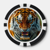 Snarling Angry Tiger Personalize Name Pokerchips (Vorderseite)